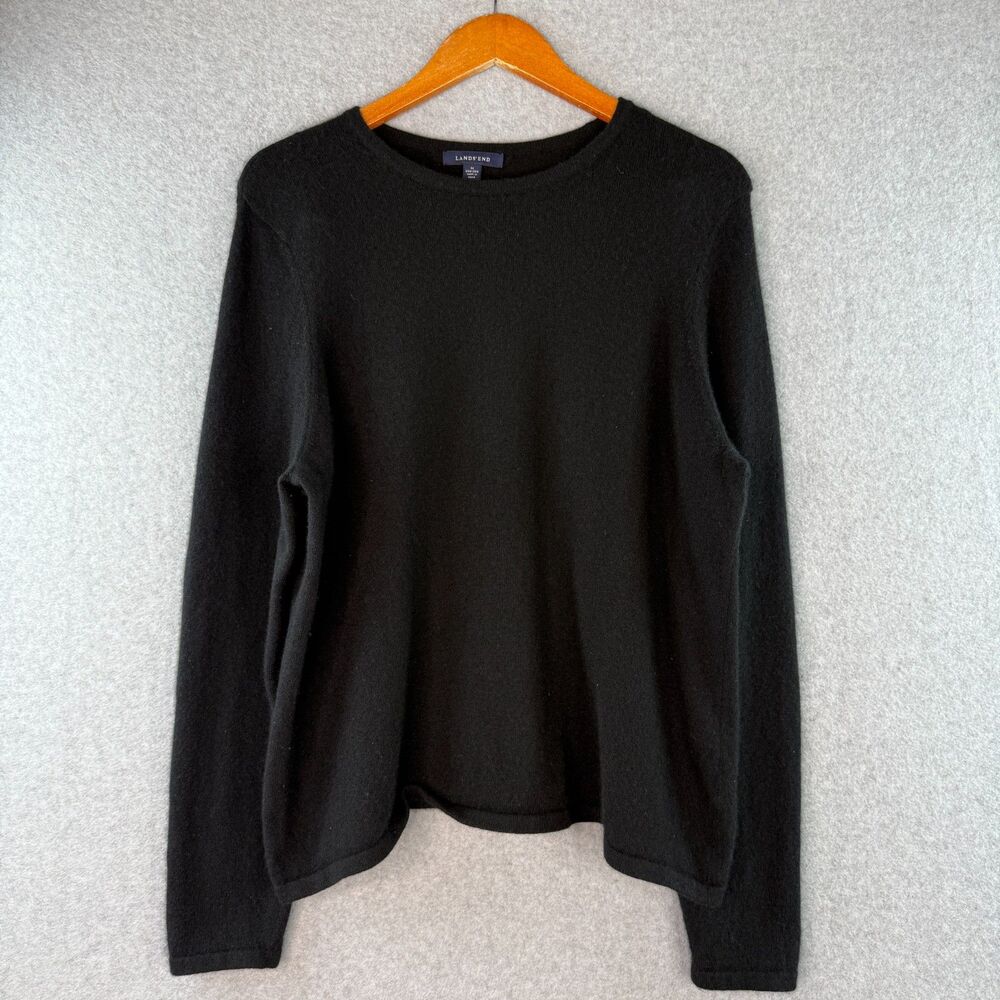 Land's End Black Cashmere Pullover Crewneck Sweater Quiet Luxury Preppy Size 3XL